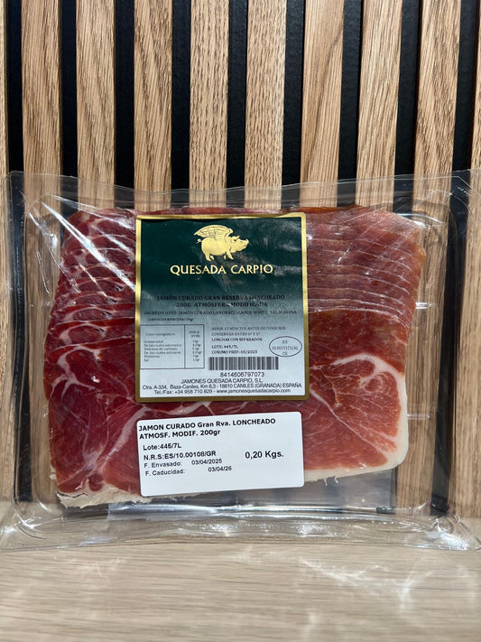 JAMÓN CURADO GRAN RESERVA LONCHEADO ATMOSF. MODIF. 200 GR
