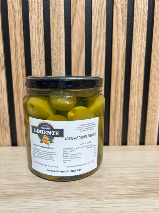 ACEITUNAS GORDAL SIN HUESO 500 GR.