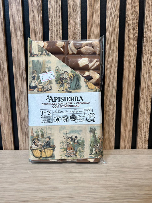 CHOCOLATE CON LECHE Y CARAMELO CON ALMENDRAS