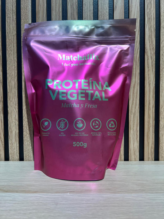 PROTEÍNA VEGETAL - MATCHA Y FRESA 500 GR.