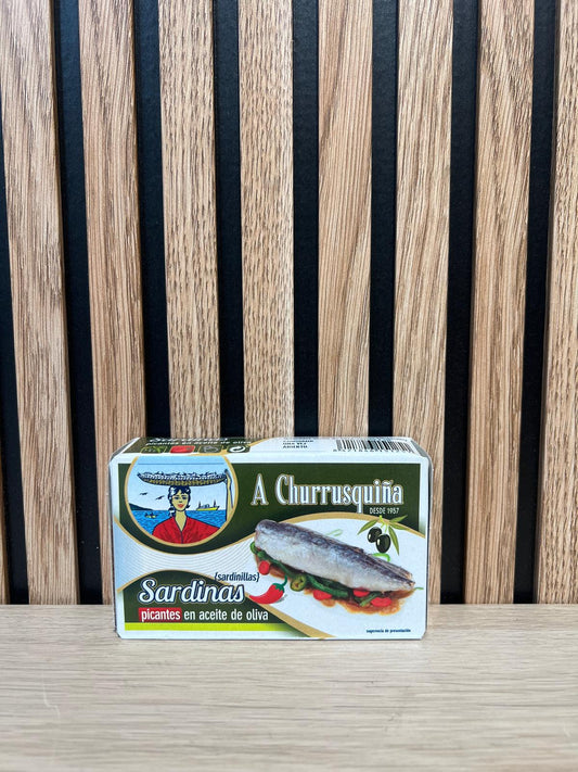 SARDINAS PICANTES EN ACEITE DE OLIVA 115 GR.