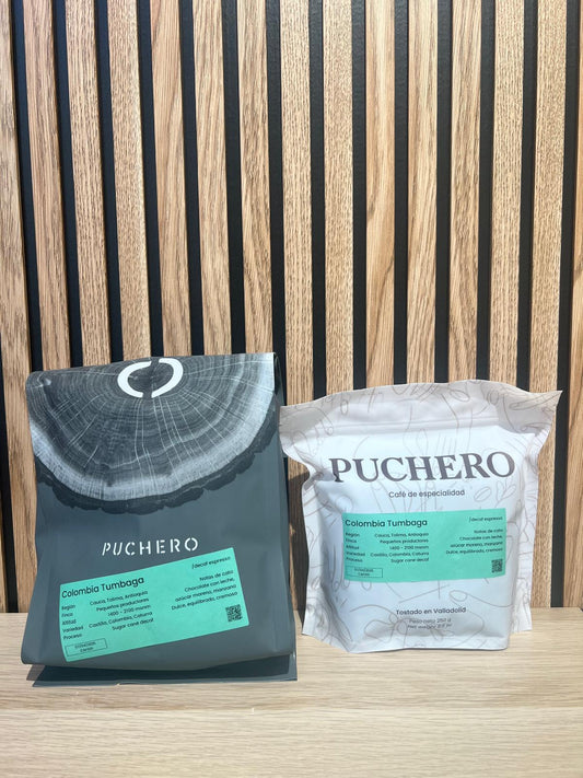 CAFÉ DESCAFEINADO EN GRANO COLOMBIA TUMBAGA - CHOCOLATE CON LECHE, AZÚCAR MORENO Y MANZANA
